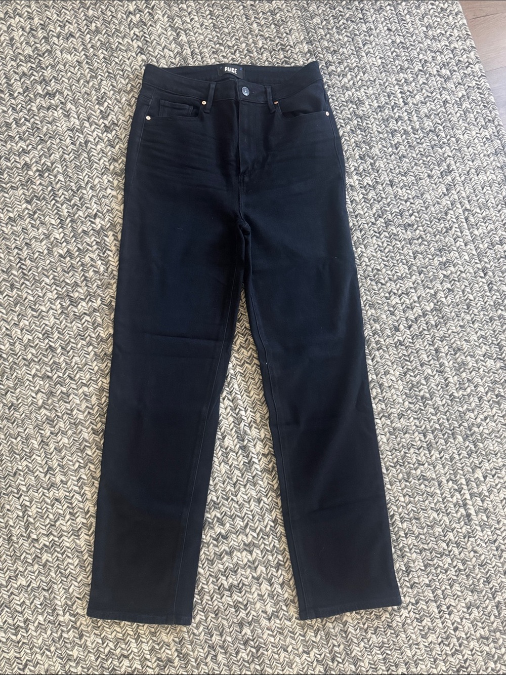 PAIGE Stella High Rise Modern Straight Leg Jeans in Mystical (black wash)
